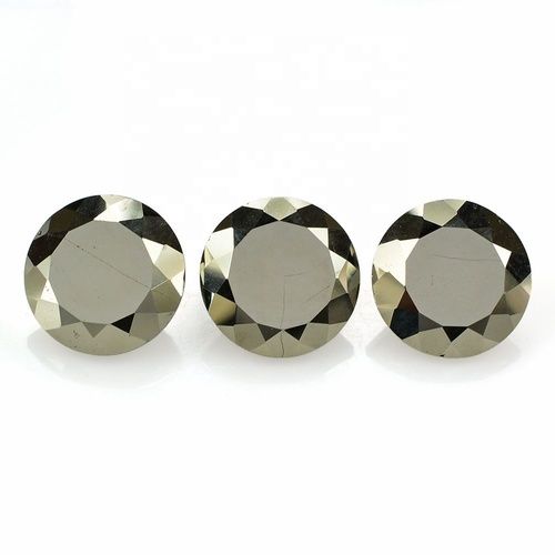 7mm Golden Pyrite Faceted Round Loose Gemstones