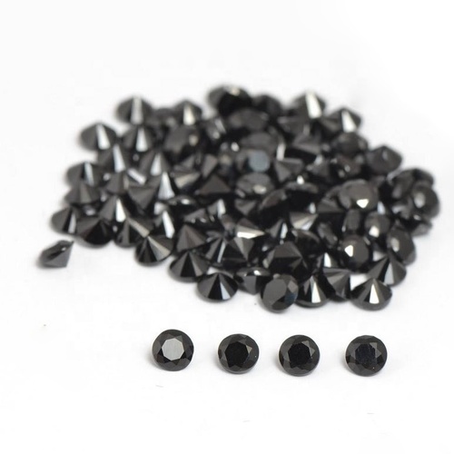 7mm Black Spinel Faceted Round Loose Gemstones