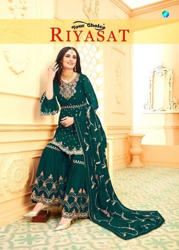 Your Choice Riyasat Georgette Sharara Style Designer Salwar Suit Catalog