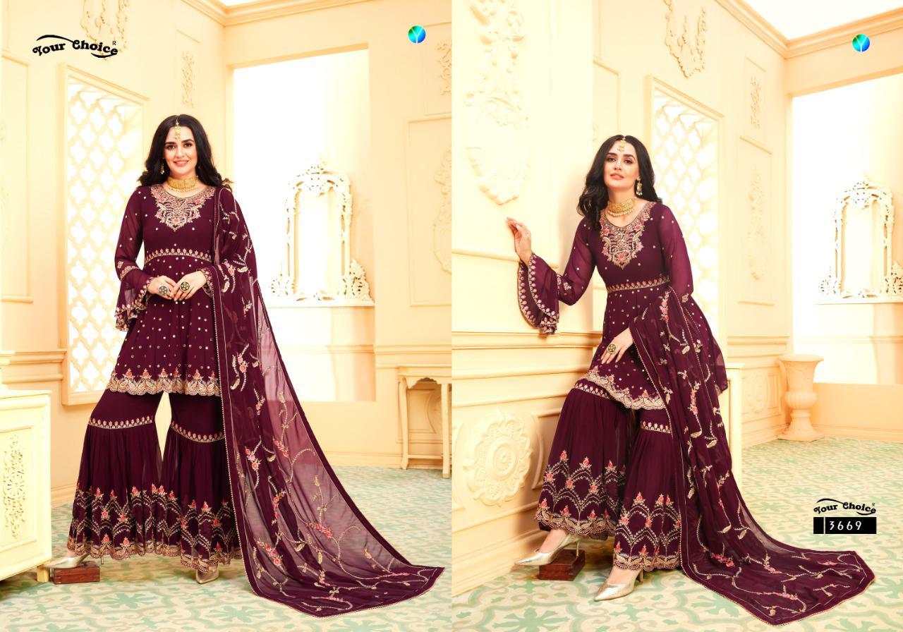 Your Choice Riyasat Georgette Sharara Style Designer Salwar Suit Catalog