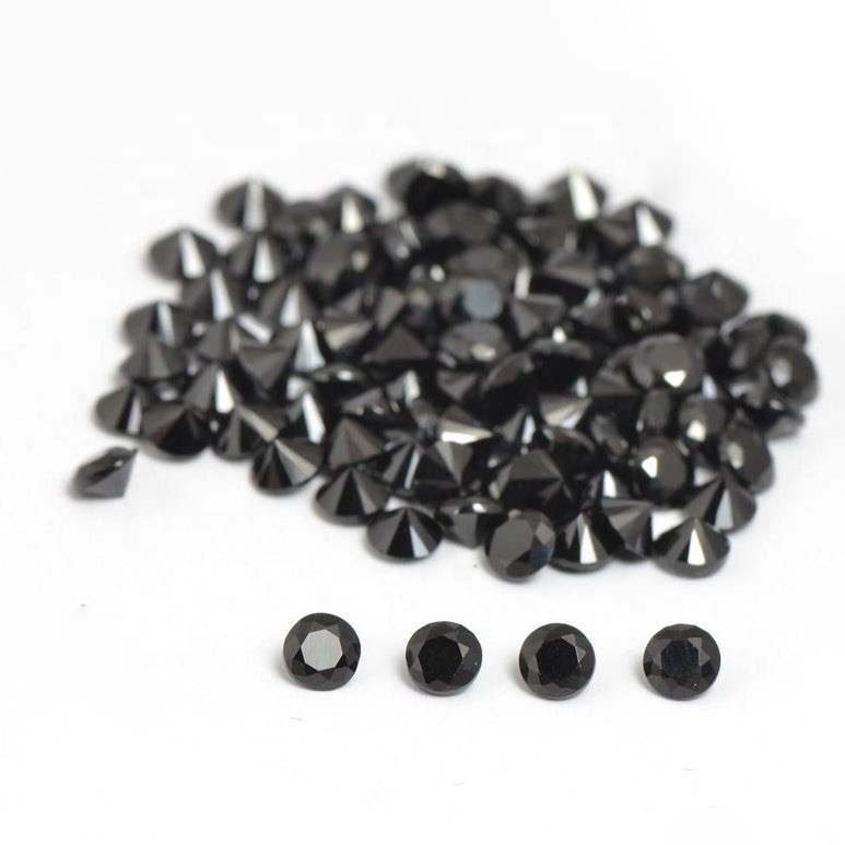 10mm Black Spinel Faceted Round Loose Gemstones
