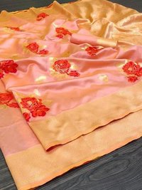 Ladies Pure Silk Saree - Soft Lichi Silk, Beautiful Weaving, Multi Color, Heavy Weaving Rich Pallu, Contrast Blouse, Ideal For Traditional Occasions