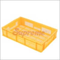 25 Ltr Fish Plastic Crate - Yellow Rigid Plastic | Rectangular Shape, Air Venting Space, High-speed Performance, Durability