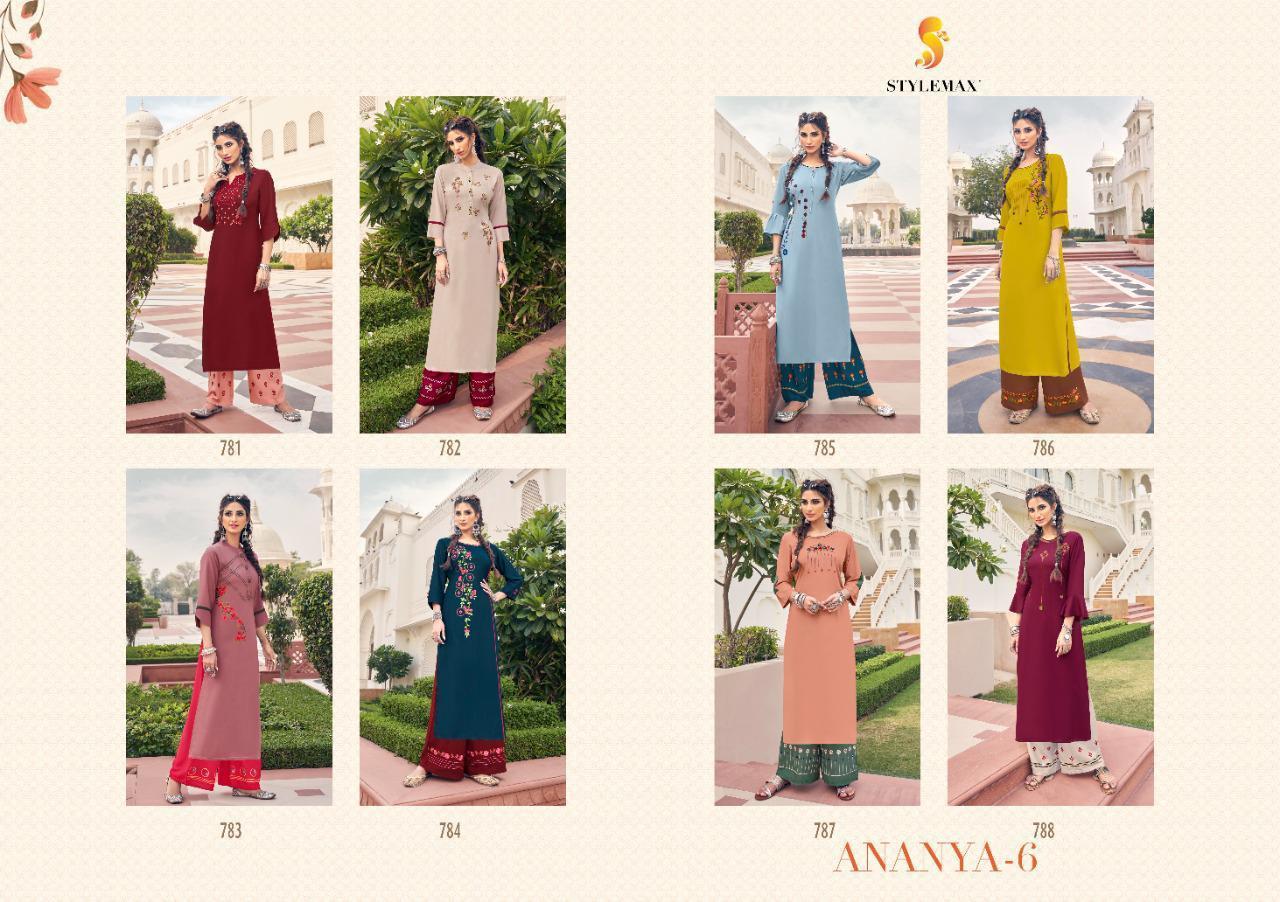 Stylemax Ananya Vol 6 Rayon Kurti With Bottom Catalog
