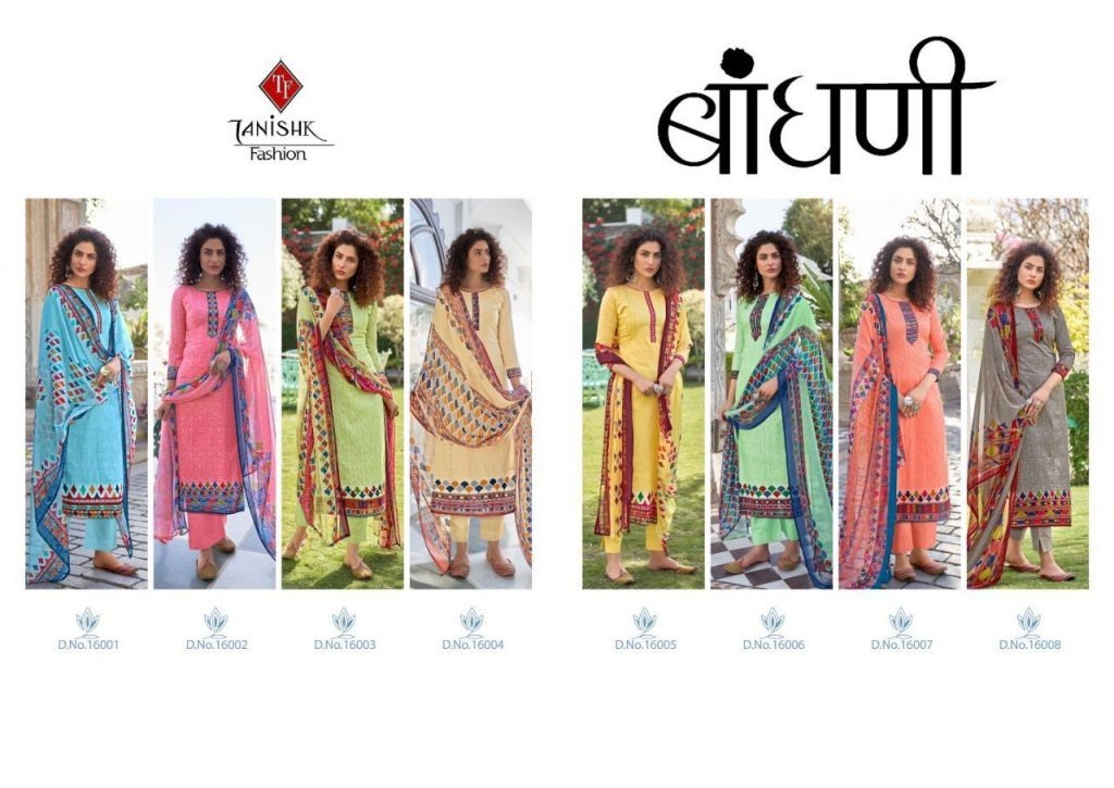 Tanishk Fashion Bandhani Pure Lawn Cameric Printed Dress Material Catalog