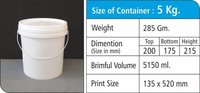 5Kg Grease Container - PPCP Material, Round Shape, White Color | Food Container, Stocked by UV Polyplast
