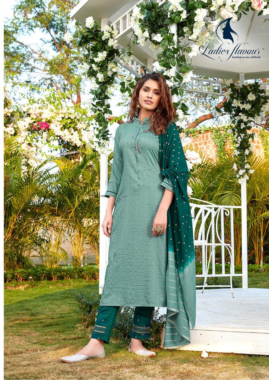 Ladies Flavour Aarohi Vol 4 Chinon Fancy ReadyMade Suit Catalog