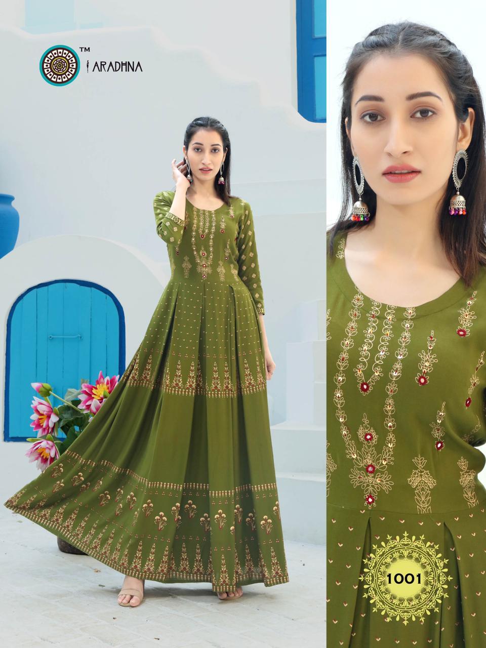 Aradhna Riwaaz Vol 1 Rayon With Work Long Kurti Catalog