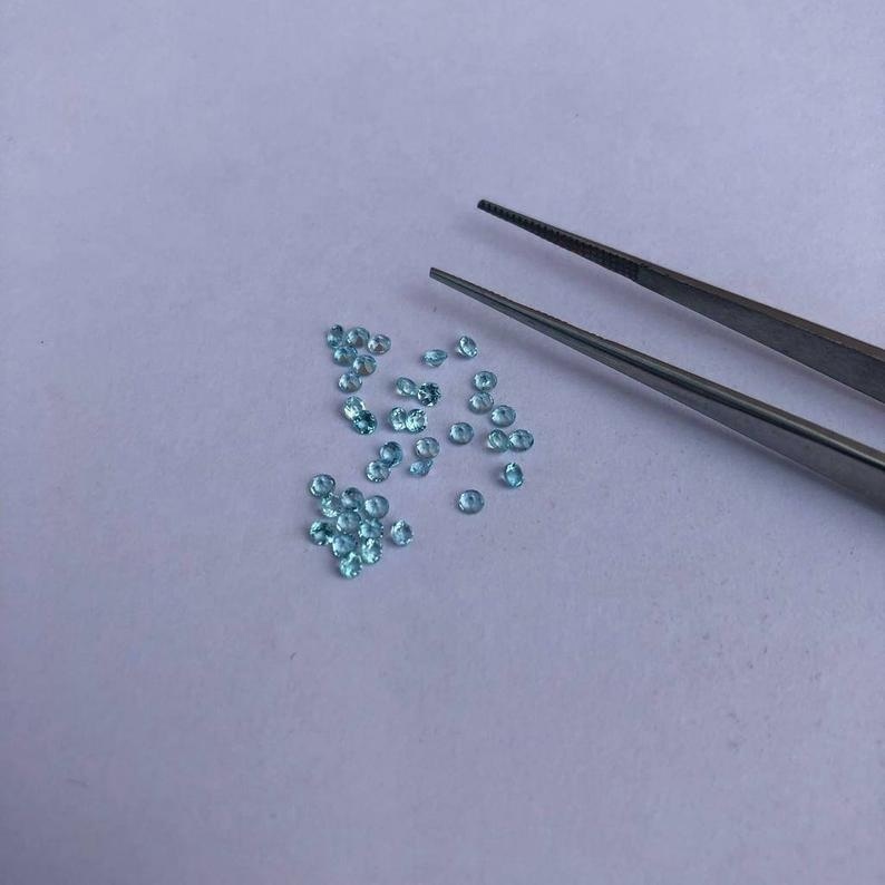 2mm Blue Apatite Faceted Round Loose Gemstones