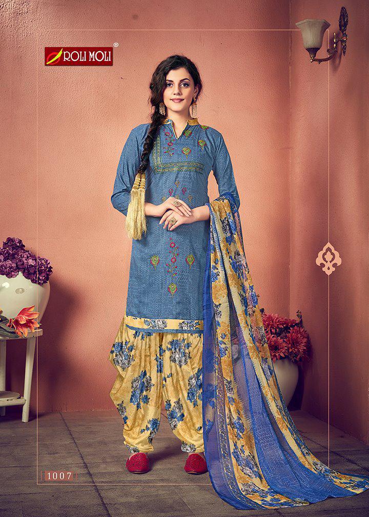 Roli Moli Mehreen Printed Cotton With Fancy Embroidery Work Dress Material Catalog