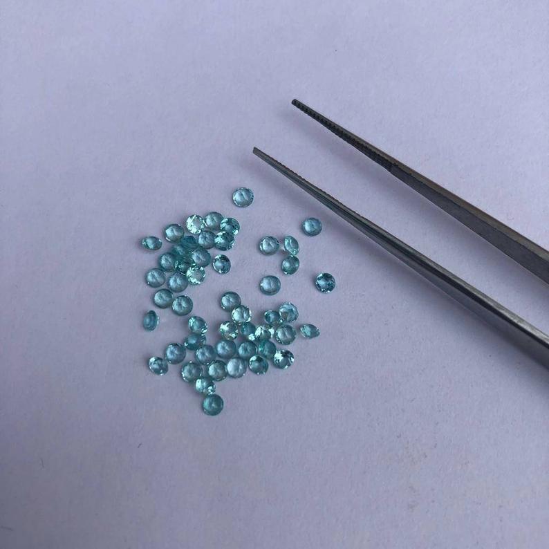 3mm Blue Apatite Faceted Round Loose Gemstones