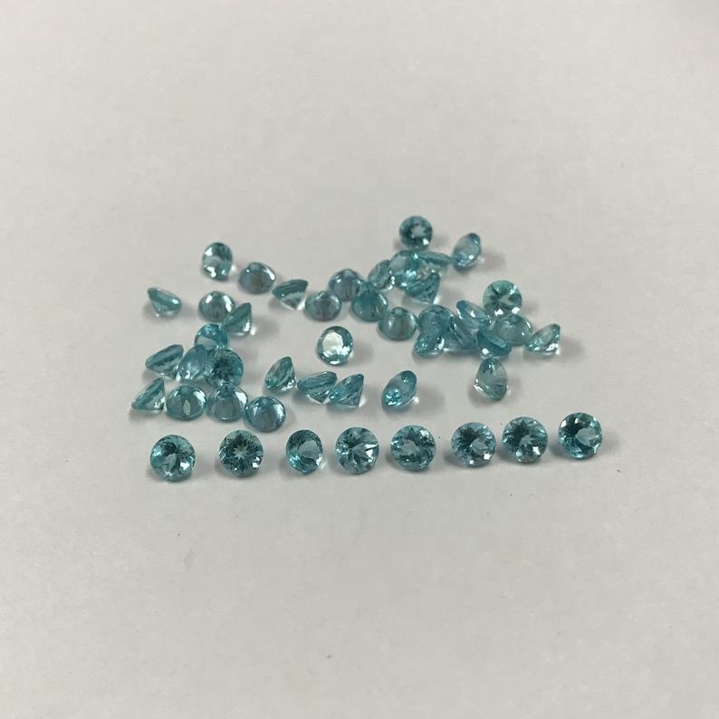 3mm Blue Apatite Faceted Round Loose Gemstones