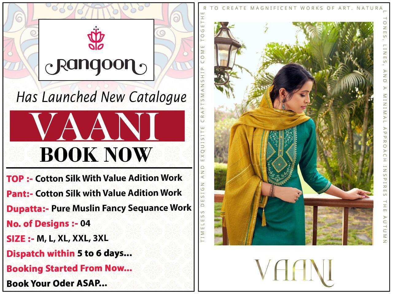 Rangoon Vaani Cotton Silk With Work Readymade Salwar Suit Catalog