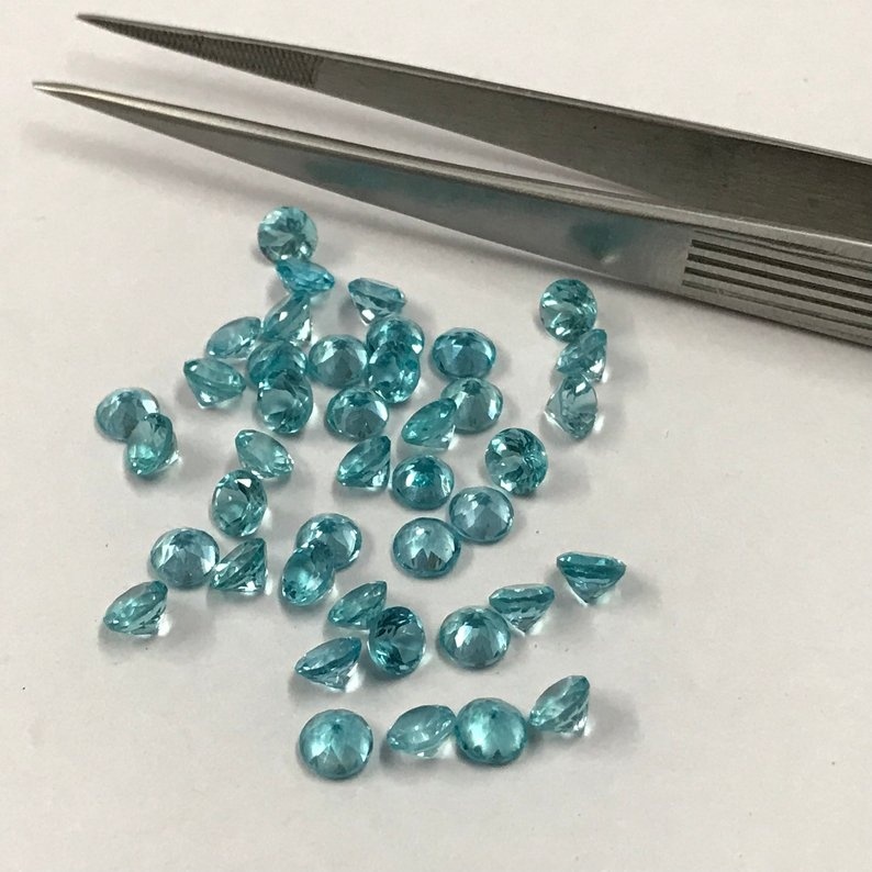 5mm Blue Apatite Faceted Round Loose Gemstones
