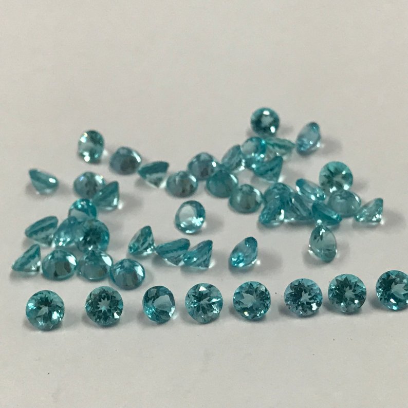 5mm Blue Apatite Faceted Round Loose Gemstones