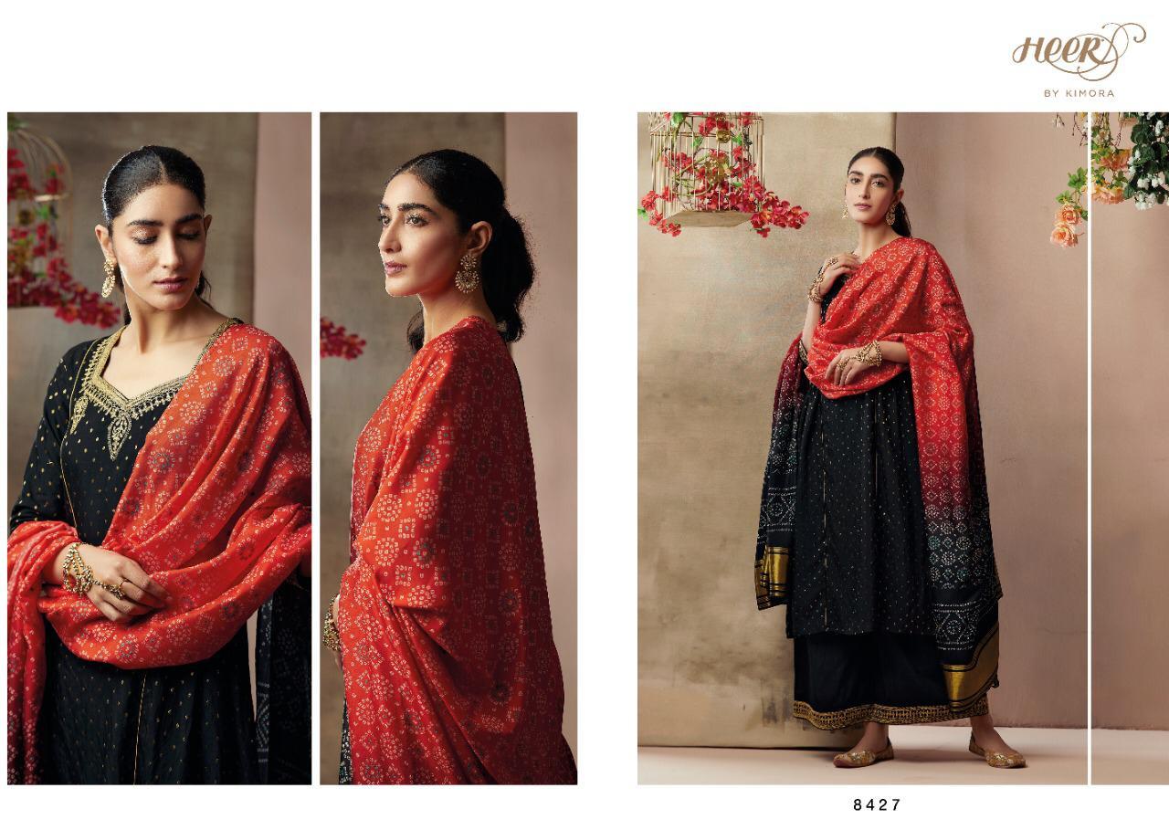 Kimora Heer Bandhej Modal Silk With Work Straight Salwar Kameez Catalog