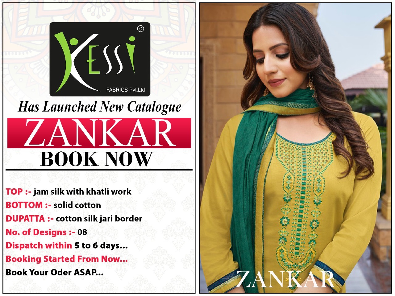 Kessi Zankar Jam Silk With Khatli Work Dress Material Catalog