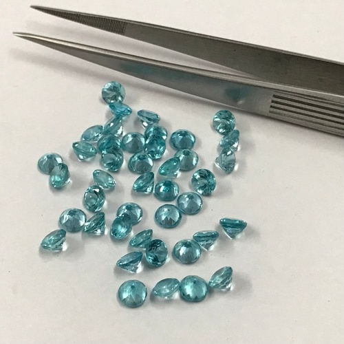 6mm Blue Apatite Faceted Round Loose Gemstones