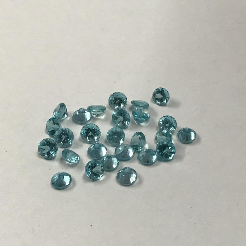 6mm Blue Apatite Faceted Round Loose Gemstones