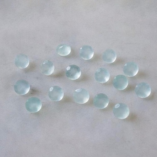 4mm Aqua Chalcedony Faceted Round Loose Gemstones