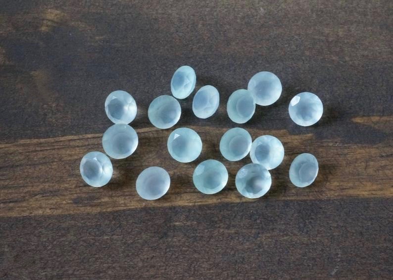 4mm Aqua Chalcedony Faceted Round Loose Gemstones