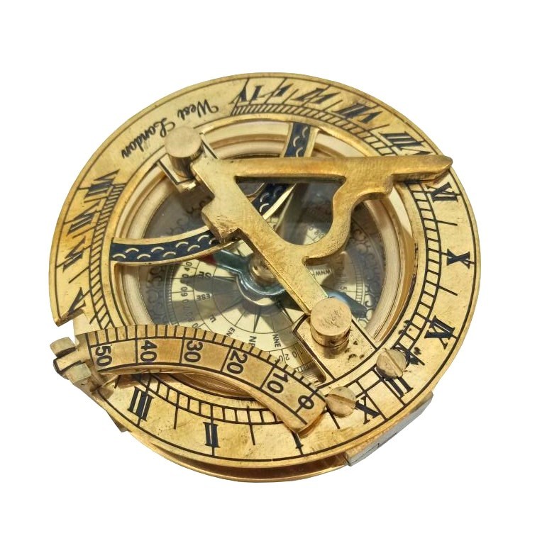 Nautical Brass Round Sundial Compass 2.25 inch