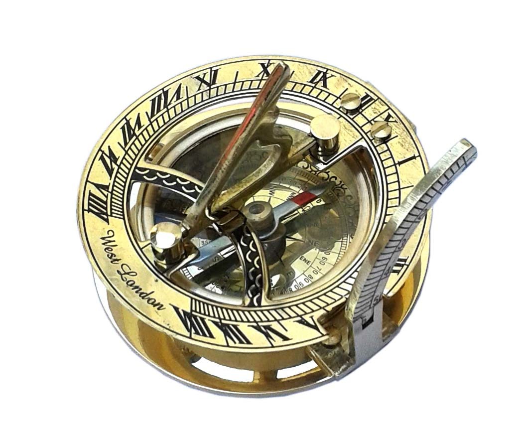 Nautical Brass Round Sundial Compass 2.25 inch