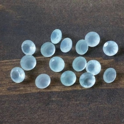 5mm Aqua Chalcedony Faceted Round Loose Gemstones