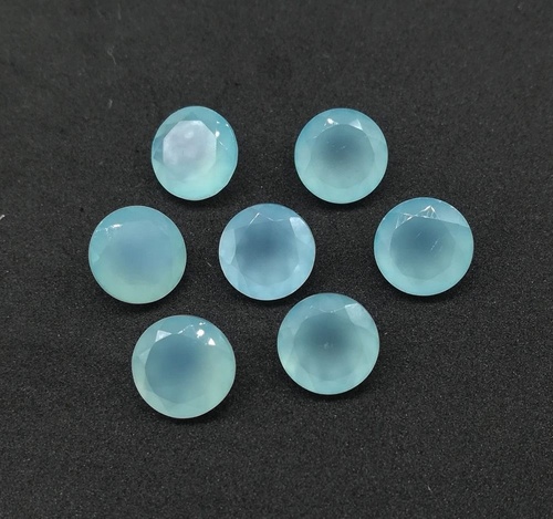 10mm Aqua Chalcedony Faceted Round Loose Gemstones