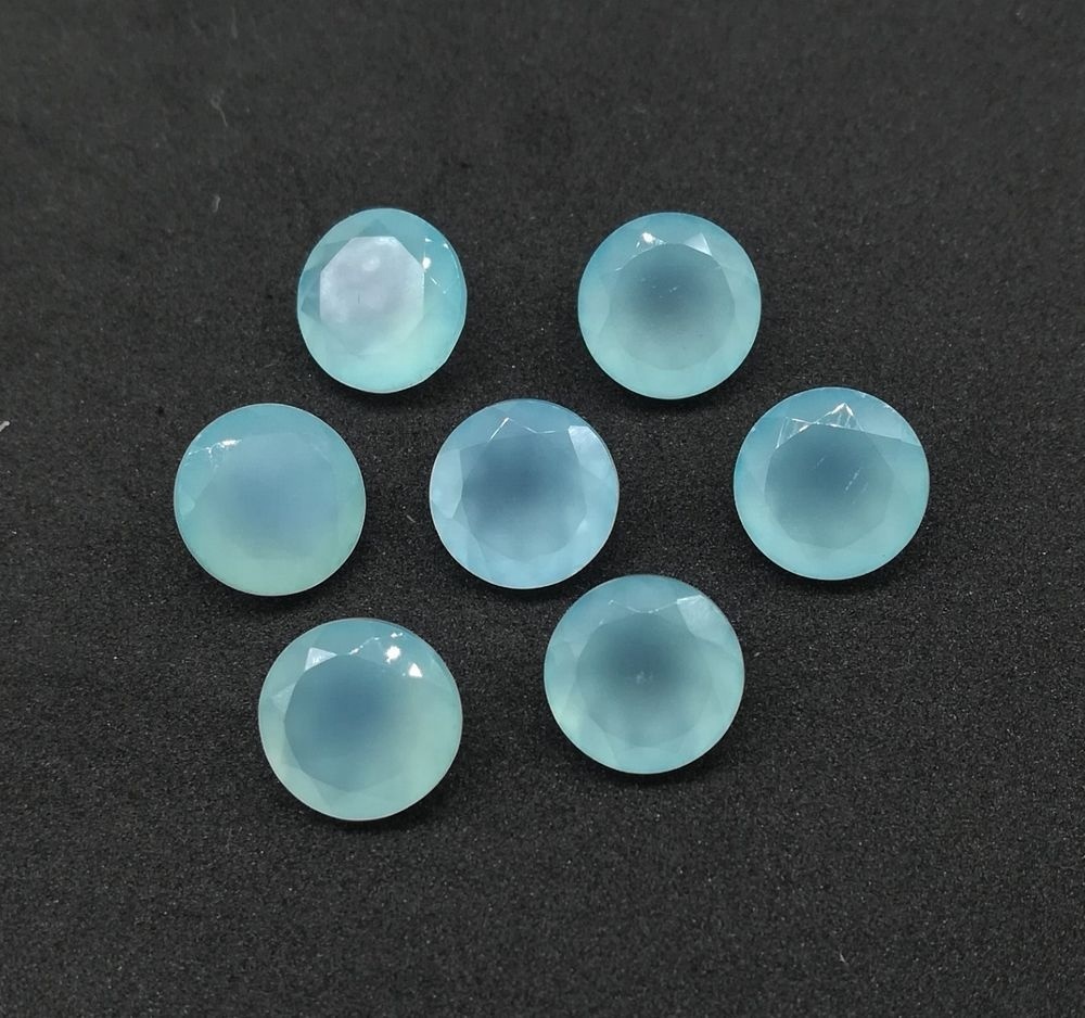 11mm Aqua Chalcedony Faceted Round Loose Gemstones
