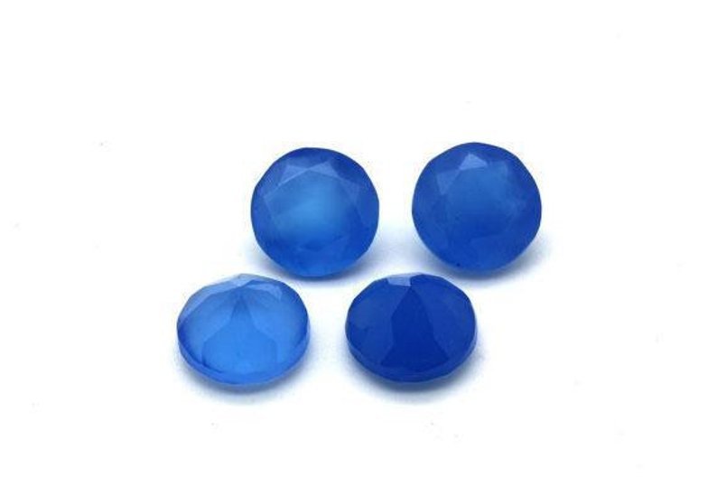 4mm Blue Chalcedony Faceted Round Loose Gemstones