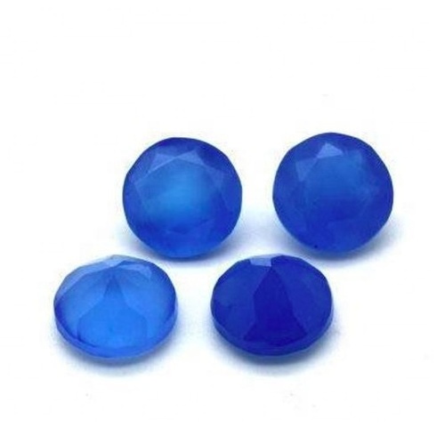 6mm Blue Chalcedony Faceted Round Loose Gemstones