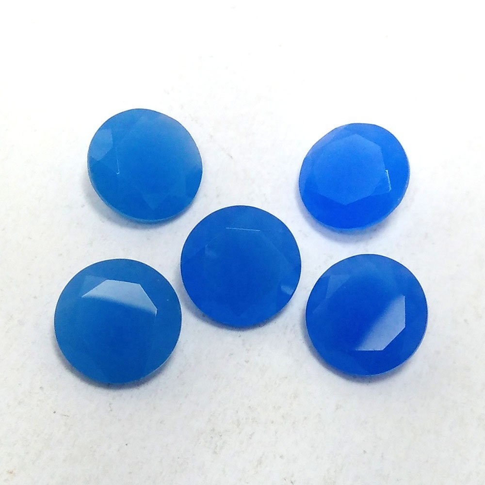 8mm Blue Chalcedony Faceted Round Loose Gemstones