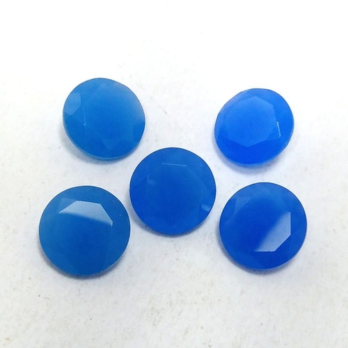 11mm Blue Chalcedony Faceted Round Loose Gemstones