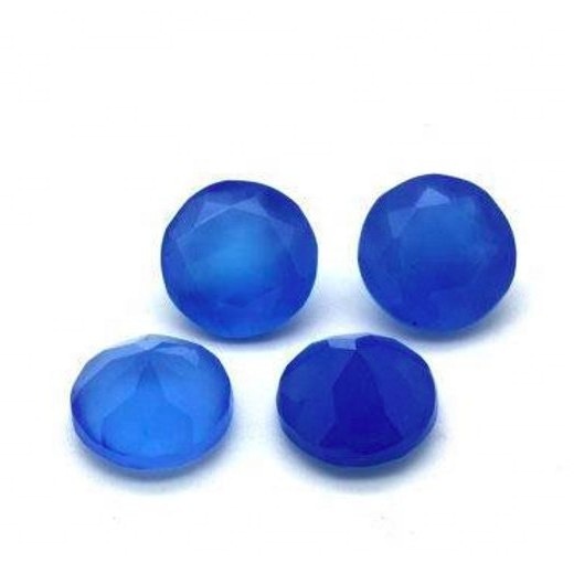 11mm Blue Chalcedony Faceted Round Loose Gemstones