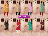 Dhyani Vol 2 - 1016mm Length, Rayon Printed - 3-4th Sleeve, Casual Ladies Kurtis For All Seasons