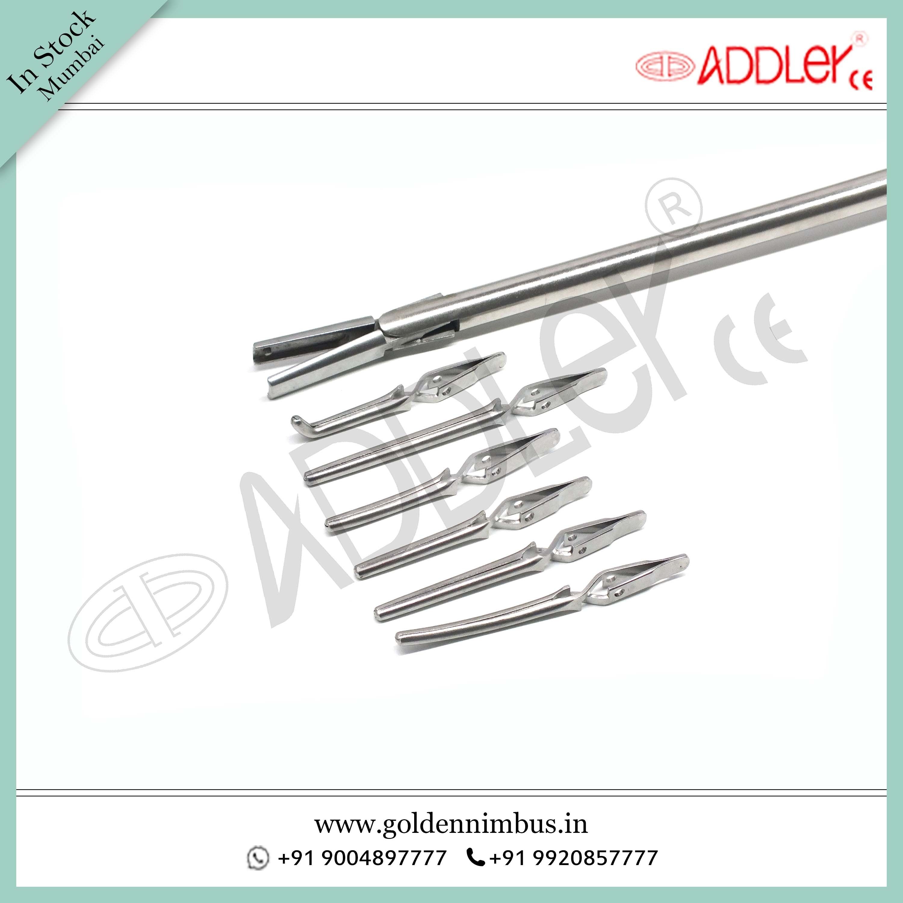 Brand New ADDLER Laparoscopic 10mm Bulldog Clip Applicator with 6 Attachments