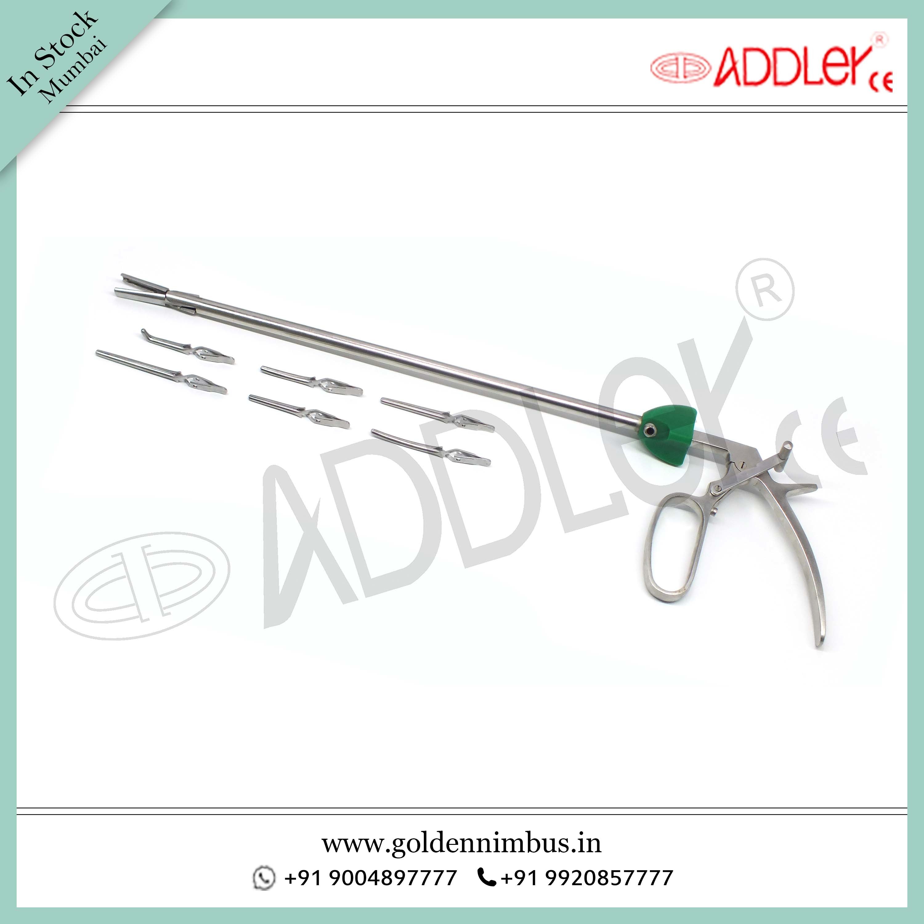 Brand New ADDLER Laparoscopic 10mm Bulldog Clip Applicator with 6 Attachments