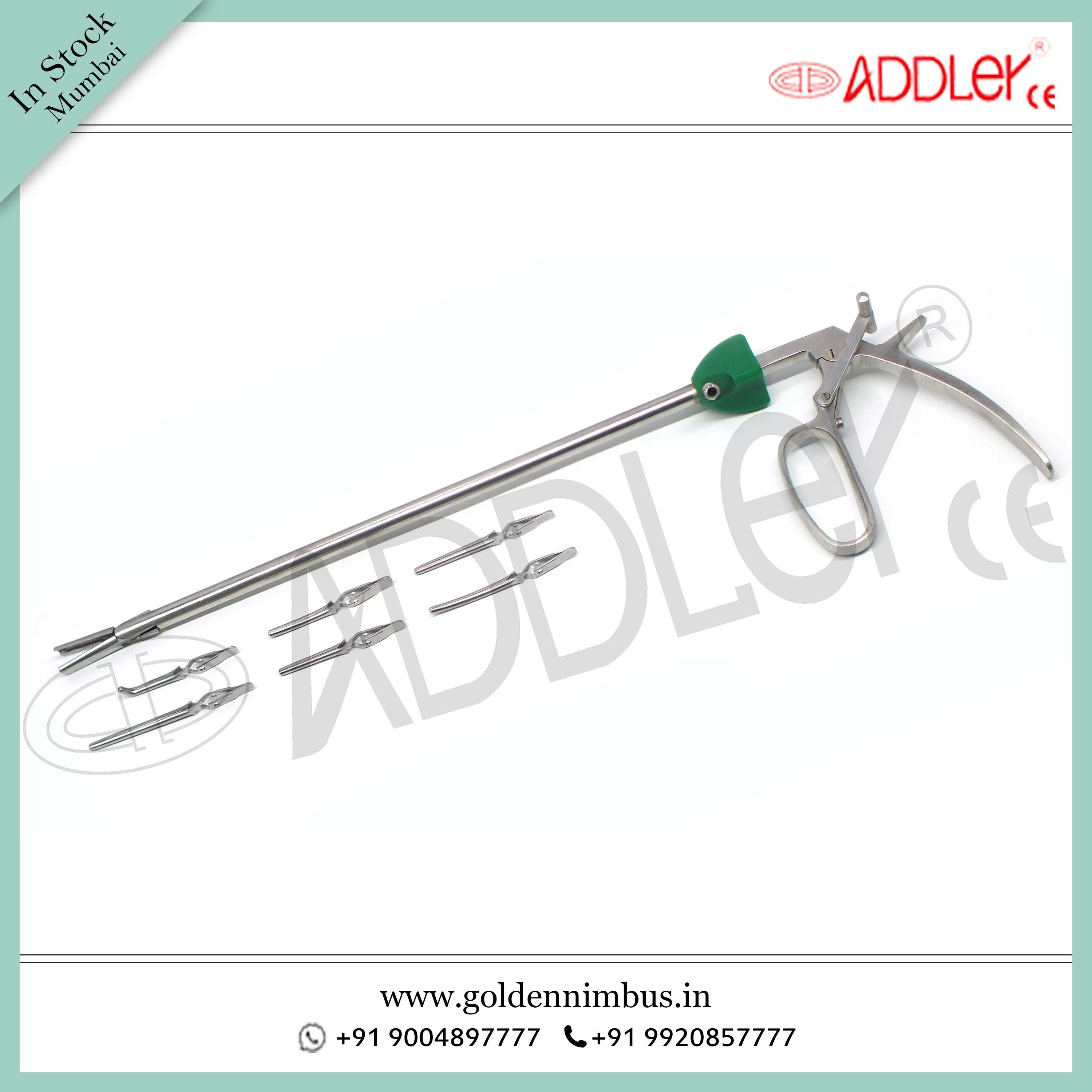 Brand New ADDLER Laparoscopic 10mm Bulldog Clip Applicator with 6 Attachments