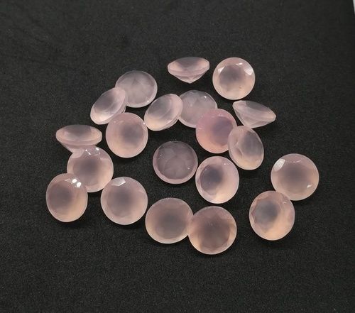 7mm Pink Chalcedony Faceted Round Loose Gemstones