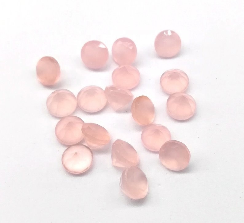8mm Pink Chalcedony Faceted Round Loose Gemstones