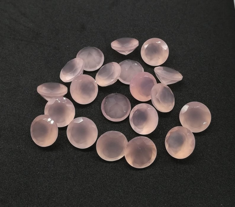 10mm Pink Chalcedony Faceted Round Loose Gemstones