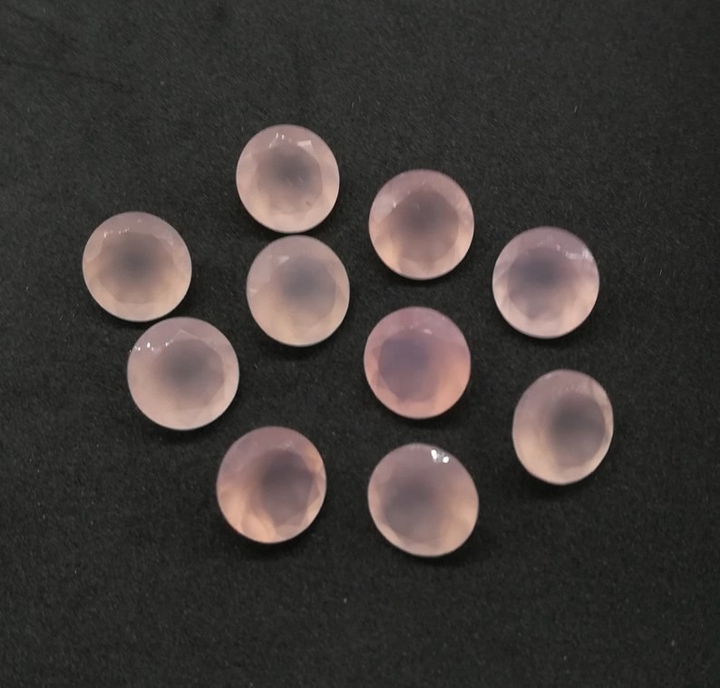 11mm Pink Chalcedony Faceted Round Loose Gemstones