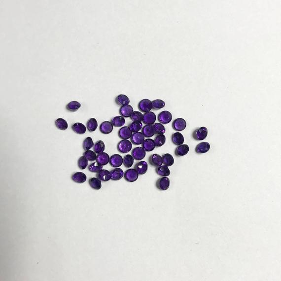 2mm African Amethyst Faceted Round Loose Gemstones