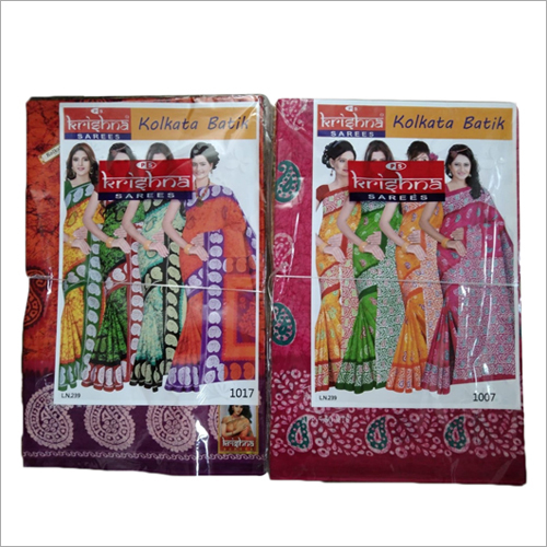 Available In Different Color Ladies Handloom Kolkata Batik Saree