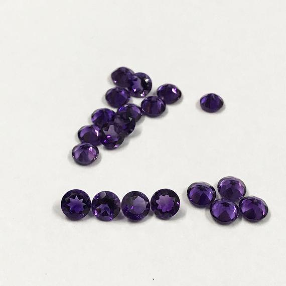 4mm African Amethyst Faceted Round Loose Gemstones