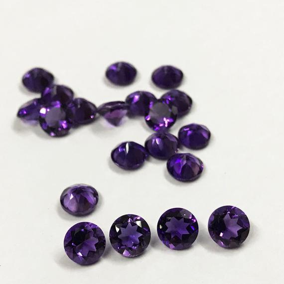 5mm African Amethyst Faceted Round Loose Gemstones