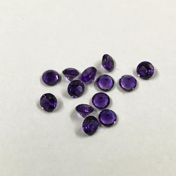 5mm African Amethyst Faceted Round Loose Gemstones