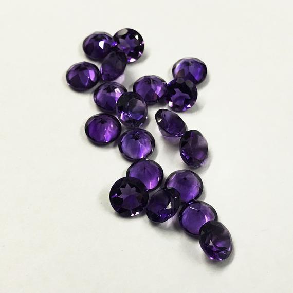 6mm African Amethyst Faceted Round Loose Gemstones