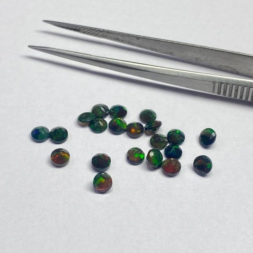 3mm Black Ethiopian Opal Faceted Round Loose Gemstones